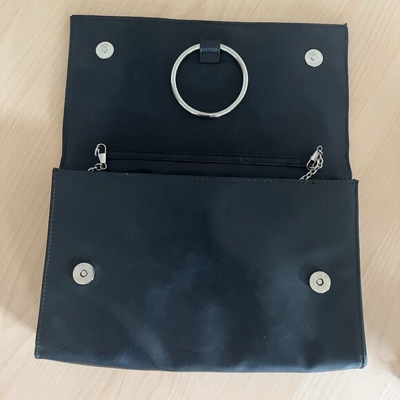 Black Leather Clutch/Shoulder Bag - Picture 6 of 8